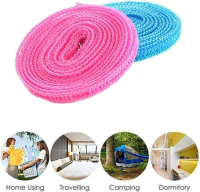 AM FASHION HUBB Cloth Drying Rope with Hooks Nylon Retractable Clothesline(5 m)