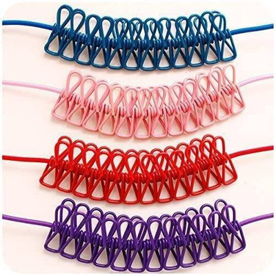 ravuk Portable Multi Functional Drying Rope with 12 Clips and 2 Hooks Nylon Retractable Clothesline(3.8 m)