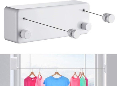 sorresaa Heavy Duty Double Cloth Adjustable Washing Line 13.8 Ft Wire Plastic Retractable Clothesline(3.9 m)