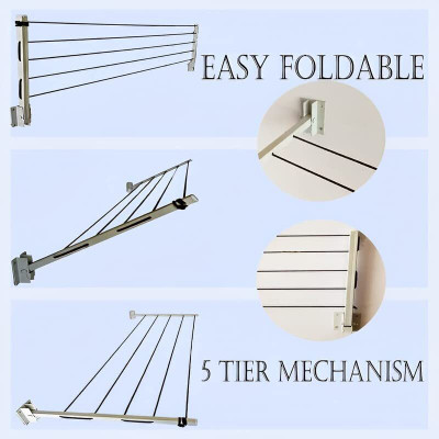 Dezine Elements Steel Wall Cloth Dryer Stand New_4T-BLK-FLIP-B8(4 Tier)