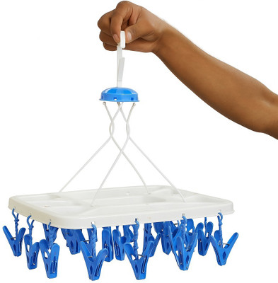 SSR FASHION Plastic Clothes Drying Hanger with 27 Clips | Multipurpose Sock Organizer Plastic Clothesline(2 m)