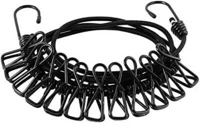 ALFONSIYAZ 12 Clips & 2 Hooks Portable Outdoor Clothesline Rope Nylon, Plastic, Stainless Steel Retractable Clothesline(1.8 m)
