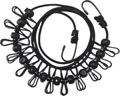 VP Creation CLOTHLINE ROPE WITH 12 STEEL CLIPS 1.8 MTR MULTICOLOUR PACK OF 1 Nylon Retractable Clothesline(1.8 m)