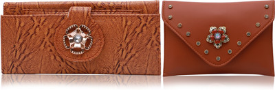 FLANKER Casual, Party Brown, Red  Clutch(Pack of: 2)