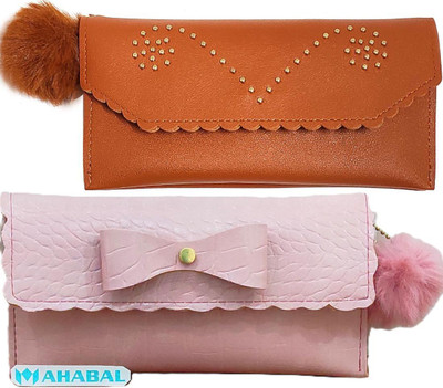 Mahabal Casual, Party, Formal Brown, Pink  Clutch(Pack of: 2)