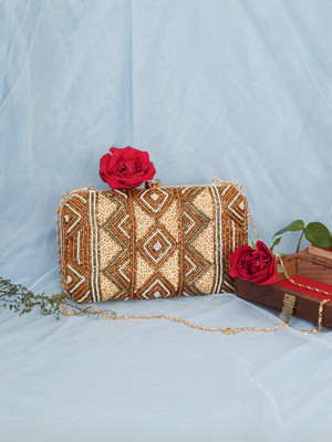 Fabbhue Party Gold  Clutch