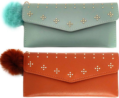 Mahabal Casual, Party, Formal Green, Brown  Clutch(Pack of: 2)