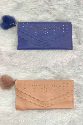 LIZZIE Casual, Formal, Party Blue, Peach  Clutch(Pack of: 2)