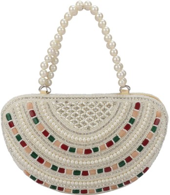 yuvika handicraft Party White  Clutch