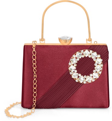 Misha Casual, Formal, Party Maroon  Clutch