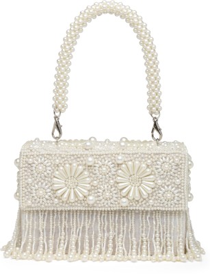 Anekaant Party Beige, White  Clutch