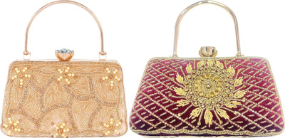 Seamount Party Maroon, Gold  Clutch(Pack of: 2)