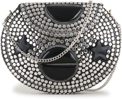 Anekaant Party Silver, Black  Clutch