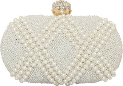 Tanishqa Creations Party, Casual White  Clutch