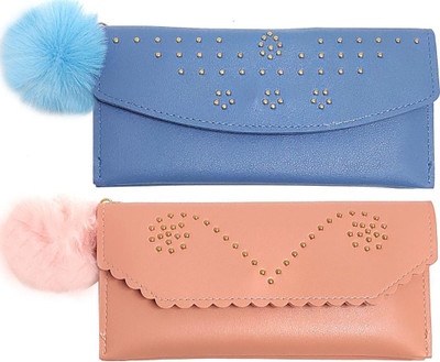 Mahabal Casual, Party, Formal Blue, Pink  Clutch(Pack of: 2)
