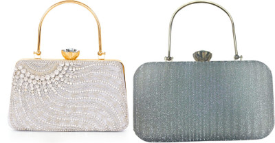 Seamount Party Silver, White, Silver  Clutch(Pack of: 2)