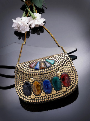 Anekaant Party Gold, Multicolor  Clutch