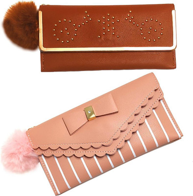 Mahabal Casual, Party, Formal Brown, Beige  Clutch(Pack of: 2)