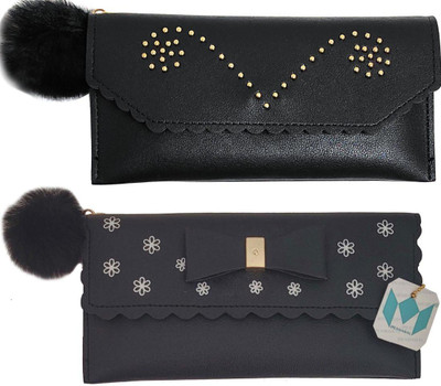 Mahabal Casual, Party, Formal Black, Black  Clutch(Pack of: 2)