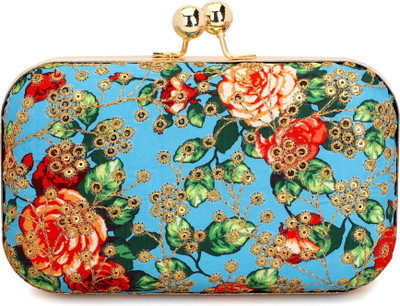 Tooba Handicraft Party Blue, Multicolor  Clutch