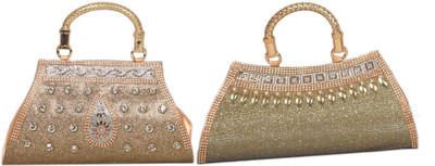 SUNVIKA House Casual, Formal, Party Gold, Green  Clutch