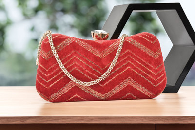 FOR THE BEAUTIFUL YOU Casual, Party Red  Clutch