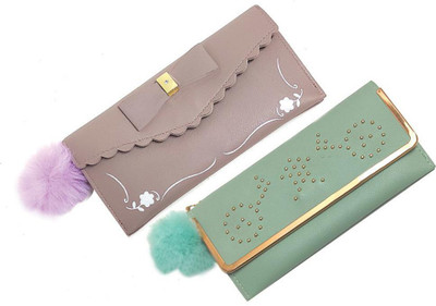 Mahabal Casual Green, Purple  Clutch(Pack of: 2)