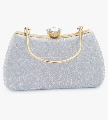 Falcon Bag Formal, Casual, Party Silver  Clutch