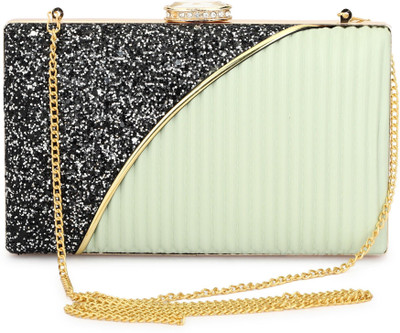 Tooba Handicraft Party Black, Green  Clutch