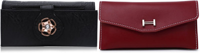 FLANKER Casual Maroon, Black  Clutch(Pack of: 2)