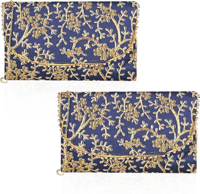 KUBER INDUSTRIES Party Blue  Clutch(Pack of: 2)