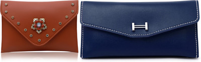 FLANKER Casual Blue, Brown  Clutch(Pack of: 2)