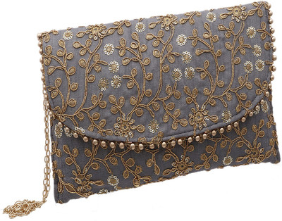 KUBER INDUSTRIES Party Grey  Clutch