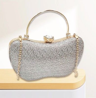 Magnifiquee Party Silver  Clutch