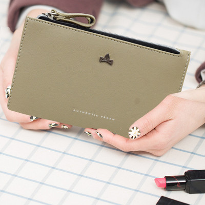 VEGAN PU Leather Wallet for Women | clutch for Women | Ladies Hand Purse for Women 1 Card Holder(Set of 1, Khaki)