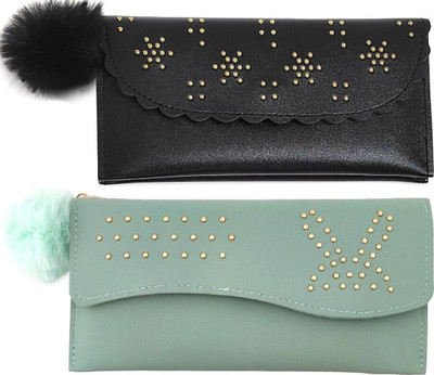 Mahabal Casual, Party, Formal Black, Green  Clutch(Pack of: 2)