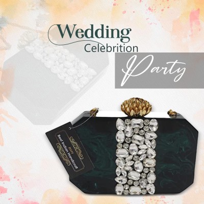 BEST INDIAN HANDICRAFT Party Green  Clutch