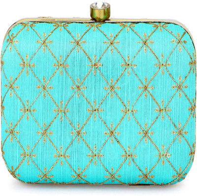 Tooba Handicraft Party Blue  Clutch
