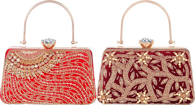 Seamount Party Gold, Pink, Maroon  Clutch(Pack of: 2)
