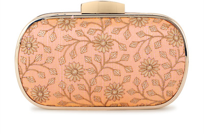 Anekaant Party Peach, Gold  Clutch