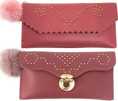 Mahabal Casual, Party, Formal Pink, Red  Clutch(Pack of: 2)