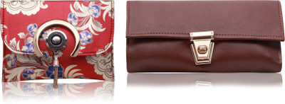 FLANKER Party, Casual Red, Brown  Clutch(Pack of: 2)