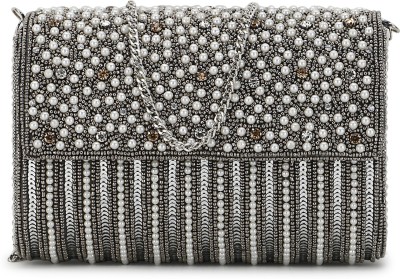 Anekaant Party Silver  Clutch