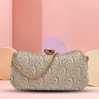 FOR THE BEAUTIFUL YOU Casual, Party Gold  Clutch