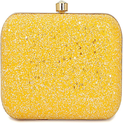 Tooba Handicraft Party Yellow  Clutch