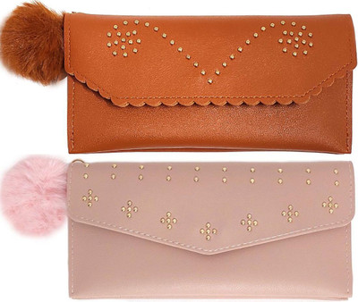 Mahabal Casual, Party, Formal Brown, Beige  Clutch(Pack of: 2)