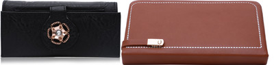 FLANKER Casual, Party Black, Brown  Clutch(Pack of: 2)
