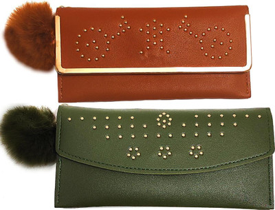 Mahabal Casual, Party, Formal Brown, Khaki  Clutch(Pack of: 2)