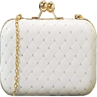 Toobacraft Party White, Gold, Beige  Clutch