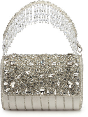 Anekaant Party White, Silver  Clutch